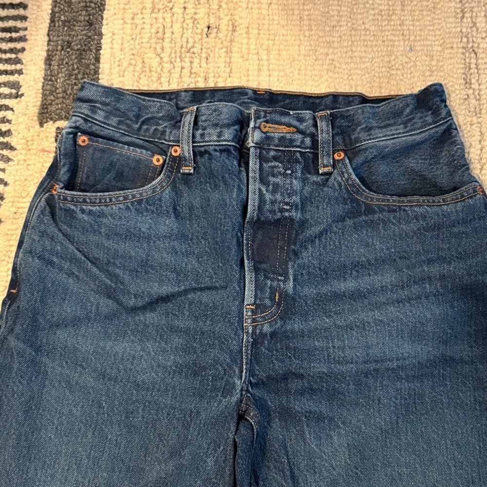 Etica Dark Blue Straight Leg Jeans Distressed Detail - Picture 5 of 8